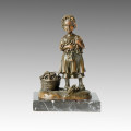 Kinder Statue Mädchen und Trauben Bronze Skulptur TPE-456